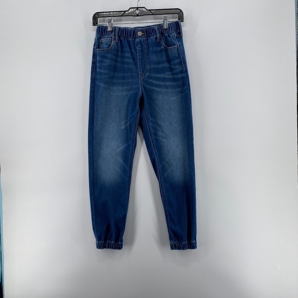 🎁5/$25 Gap Jeans Girl's XL High Rise Joggers Blue Denim Stretchy Elastic Waist - Picture 1 of 12